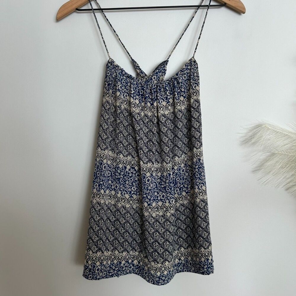 Madewell Silk Cross-Back Cami Moroccan Tile